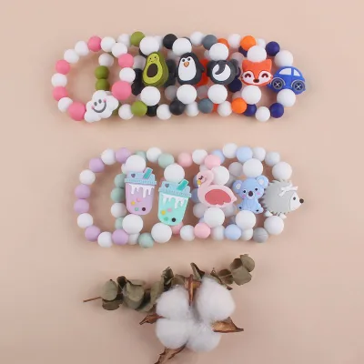 Online Hot Selling Can Be Custom Logo Baby Teether Nursing Bracelet Silicone Pacifier Chain