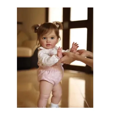 66CM Pippa Already Painted Finished Doll Reborn Toddler Baby Size Popular Lifelike Soft Silicone Reborn Baby Doll for Girls Toys