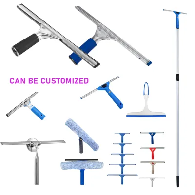Industrial Swivel windows Squeegee Cleaning Tool Glass Squeegee Cleaner Window Cleaning Wiper with Blue and Soft Rubber