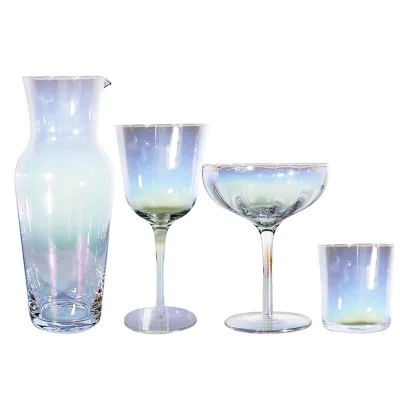 Customization Elegant Modern Hand Blown Creative Colorful Water Wine Glass Set