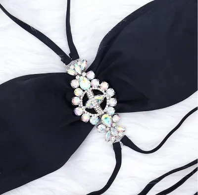 High Quality Metal Rhinestone Bikini Connector Buckle Chain Decoration for Beachwear Swimwear
