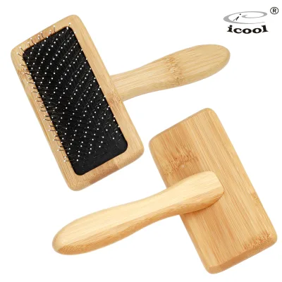 Wholesale Classic Cleaning Professional Rubber Round Pin Bamboo Brush with Wooden Handle for Pet Grooming Tool