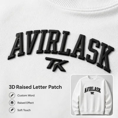 Custom 3D Raised Soft Touch Letter Patch Heat Transfer Custom Color and Size for Sweatshirt Hoodie Garment Labels