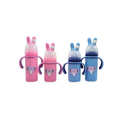 OEM ODM High Quality 240ml Glass Baby Bottle Silicone Components Custom Anti-Colic Emulait Feeding Bottle Manufacturer Direct