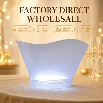 12L LED Lighted Plastic Ice Bucket with Glowing Base Waterproof PP Champagne Cooler for Restaurant Bar Party OEM ODM Wholesale