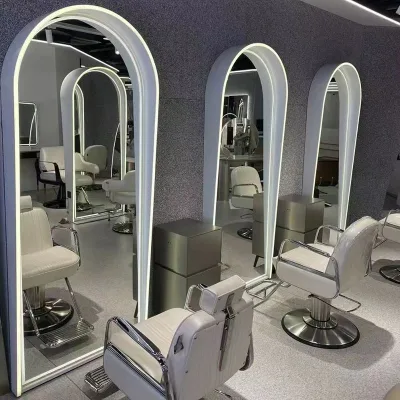 Standing Stainless Steel Long Hollywood Led Dressing Full Length Body With Light Beauty Salon Floor Mirror