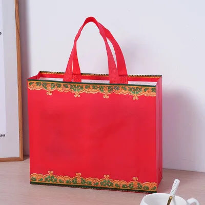 Red Laminated Thickened Non-woven DIY Wedding Tote Bag Gift Shopping Bag Cigarettes Alcohol Candies Custom logo Gift Bag 44