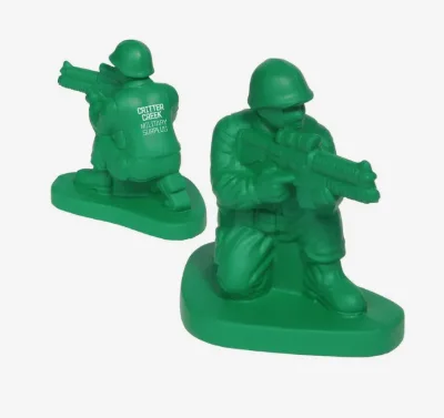 Promo Army Man Stress Balls Custom Logo Printing PU Foam Squeeze Toy Corporate Giveaway Event Desk Office Supply