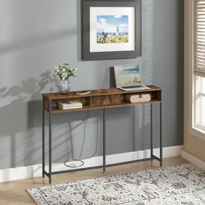 Bien Slim Console Table Crafted with Quality Steel and Premium Particleboard for Style and Durability