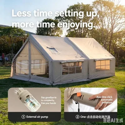 Luxury Single Layer Waterproof Easy Setup Tents 3-6  Person Portable All Season House Family Inflatable Camping Tent for Outdoor