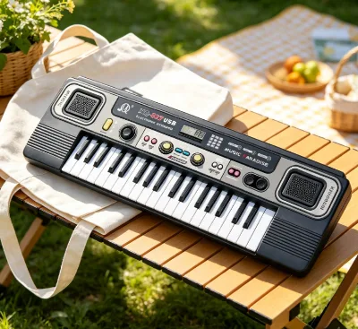 37-Key Kids Keyboard W/ Mic MP3 24 Songs Adjustable Tempo/Volume & 3 Sounds Musical Instrument (MQ-827USB)