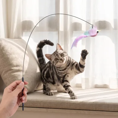 Self Play Manual Dual Mode Cat Play Equipment Vacuum Suction Cup Cat Teaser Bird Mimic Feather Lure Relieve Anxiety For Family P