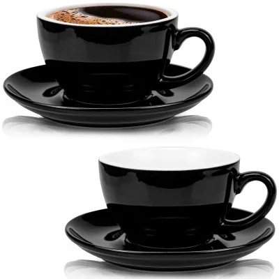 Custom logo Personalized Taza Espresso China Small White Black 80 200 Cc Coffee Porcelain Espresso Shot Cup Set with Saucer