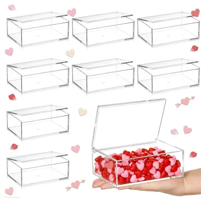 Clear Acrylic Hinged Lid Storage Box, Mini Acrylic Container for Jewelry Candy Party Favor Storage
