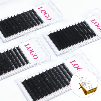 Matte Black Volume 6-25mm Velvet Lash Super Soft Mink Volume Trays Dark Matte Fluffy 0.03 0.07 Eyelash Trays