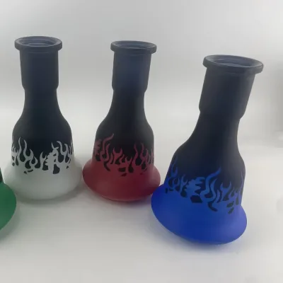 New Arrivals Height 22.5cm Glass Hookah Shisha Bottle Base Vase with Flame Pattern