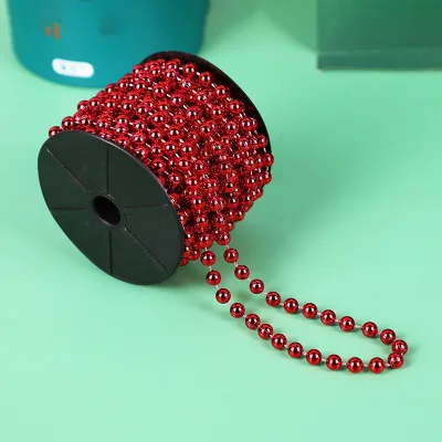 Christmas Decoration Plastic Electroplated Bead Garland 8mm Connected Beads 10m Per Roll for Party Scene