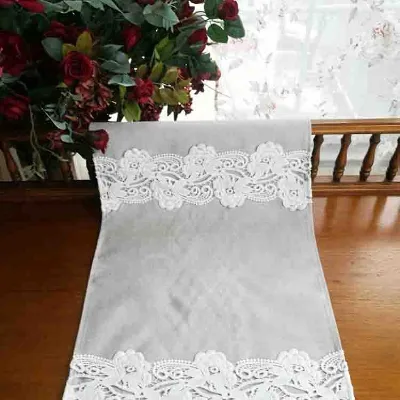 Luxury Plain Dyed Dining Sewing Lace Border Tablecloth