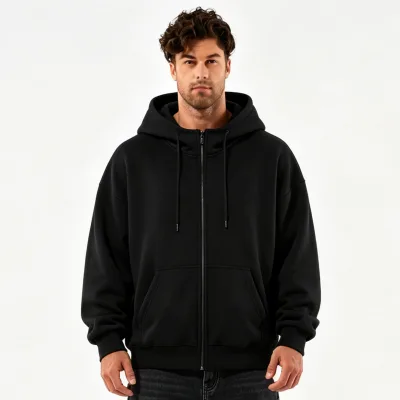 Men's Thickened Polyester Spandex Blend Loose Fit Zip Up Hooded Cardigan,Apparel for Sports Casual Daily Activities