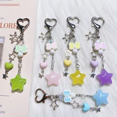 HECION 2026 New Colorful 3D Star Charm Keychain Street Style Pendant Camera Charm Accessory Car Keychain Fashion Gift Decoration