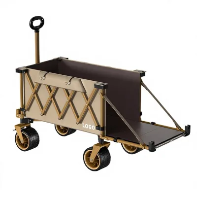 Large Folding Push-Up Trailer with Off-road Wheels and Low-Carbon Steel for Outdoor Camping Street Vending & Picnic Use