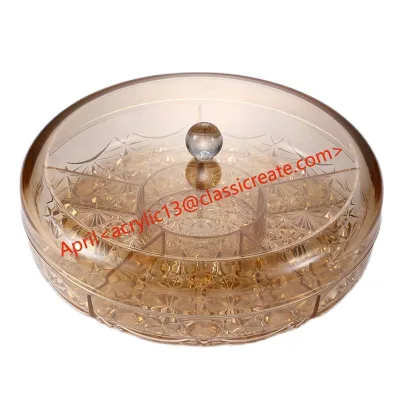 Acrylic Tray with Lid, Split Type with Lid, Serving Dishes Such As Nuts, Candies, Fruits, Vegetables, Snacks, Appetizers, Etc