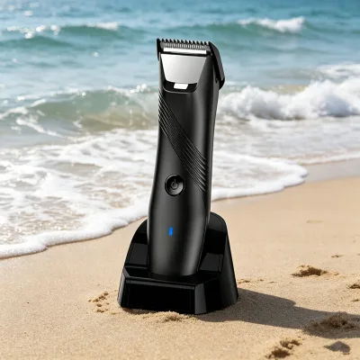 Torque Enhanced Body Trimmer with LED Screen Type-c Cradle Detachable Knife Head Stable 6800RPM Dense 500mAh Hair Remover Shaver