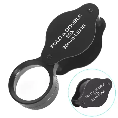 30x Optical Glass Magnifying Glass for Jewelry, Antique, Porcelain Collection and Identification