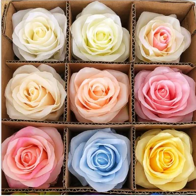 Flowerking Brand Popular Silk Artificial Flower pink Rose Head for Wedding Decoration