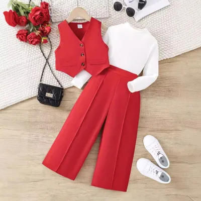 HnaOU Kids Girls Suit Autumn New Fashion Long Sleeved Top Casual Pants Children Clothing Boutique Teenager Clothes