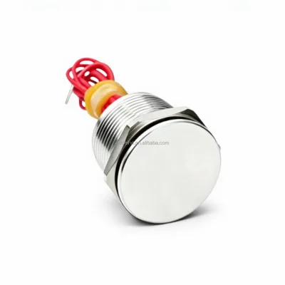 Magnetic Mini Stainless Steel Electronic 24V 1NO Pre-Wired Connector Momentary Latching Waterproof 12/16/19MM Flat Push Button