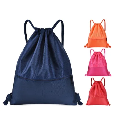Supplier Design H&G Fashion Logo Polyester 210D/420D Waterproof Backpack Sublimation Zip Custom Logo Sports Gym Drawstring Bag