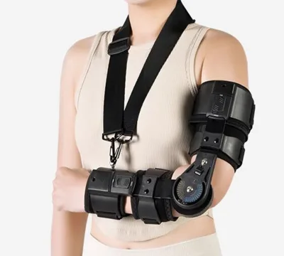 Hinged Elbow Brace Adjustable Post OP  ROM Elbow Brace with Sling Stabilizer for Arm Injury Recovery Support After Surgery