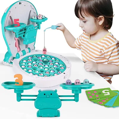 Kids Fishing Games Fish Catching Toy with Learning Math Balance Educational Preschool Counting Set