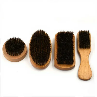 Voal Beech Wood Handle Wild Boar Bristle Beard Brush for Salon Use-Beard Care