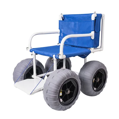 Environmental Lightweight PVC Beach Wheelchair With 16" Big Pneumatic Tires Detachable Beach Chair For The Disabled Old People