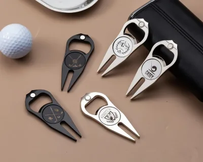OEM ODM Maker Custom Golf Divot Tool Magnetic Ball Marker Fiber Laser Engraving Bottle Opener Personalized Iron Durable