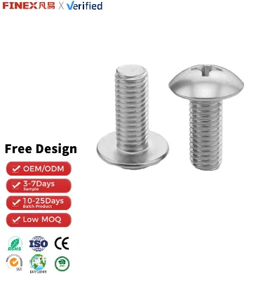 High Quality Stainless Steel Pan Head Machine Screw Customized Thread Bolt Length Inch Size Fasteners with Flat Washer