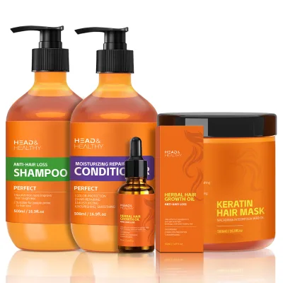 OEM ODM Custom Organic Hair Care Set Moisturizing Anti-Dandruff Keratin Shampoo Conditioner Infused Coconut Ginger Argan Oil