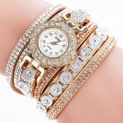 Fashion Rhinestone Crystal Dial Women Watches Long Velvet Band Wristwatch