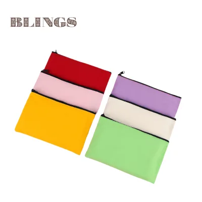 Custom Logo Candy Canvas Zipper Closure Portable Drawstring Lightweight Water Resistant Small Makeup Bag Travel Cosmetic Pencil