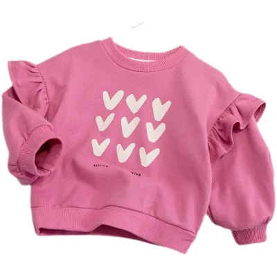 Autumn Toddler Girl Sweatshirt Pullover Kids Crewneck Sweatshirt Love Print Kids Sweatshirt