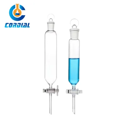CORDIAL Borosilicate Glass Cylindrical Separatory Funnel with PTFE Stopcock for Laboratory Use