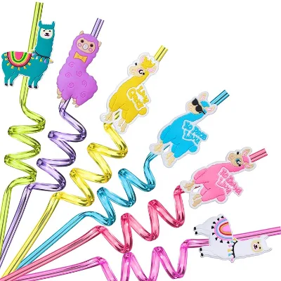 Reusable Hard Plastic Christmas Halloween Crazy Straws for Kids Birthday Party Favors Decorations
