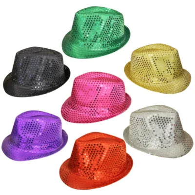 Party Festival Sequin Led Top Hat Purple Sequin Fedora Hat