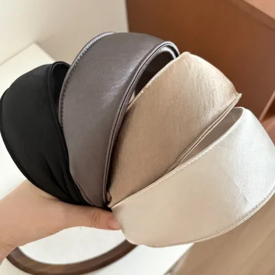 Korean Wide Satin Sponge Headband Solid Color Headband for Women Soft Elastic Hair Accessory
