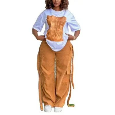 IStapromo Gifts Voguish American Casual Wear Plus Size Set Breathable Pants & TShirt Duo