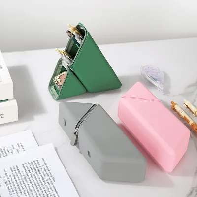 Silicone Pencil Case Foldable Large Capacity Pencil Case Expandable Vertical Versatile Stationery Office Organizer Pencil Case