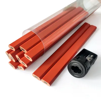 Professional wooden carpenter pencils set octagon shape for construction with sharpener