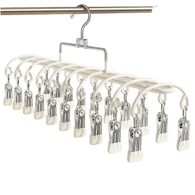 Stainless Steel Double Tier Clothes Drying Rack with 20 Clips Multifunctional for Clothes Underwear & Socks